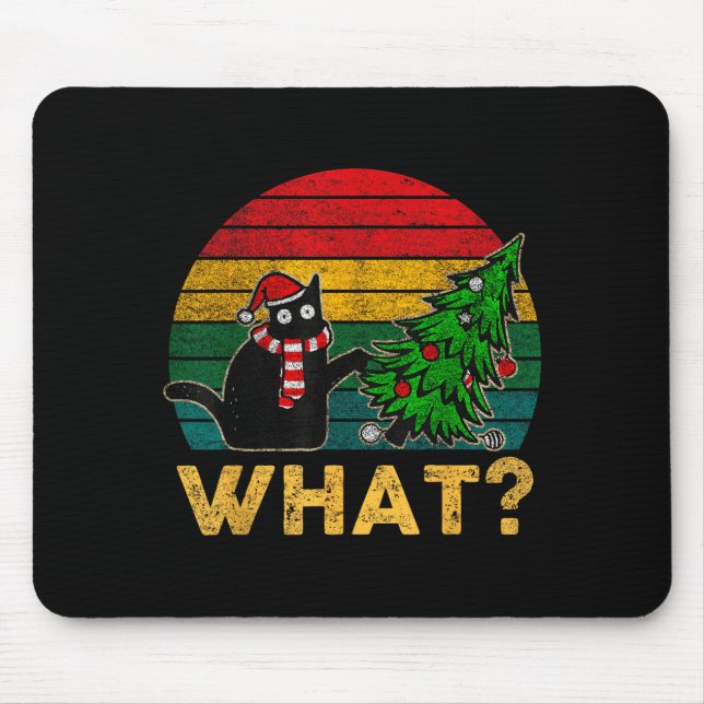 Funny Ugly Sweater Christmas Shirt Naughty Cat San Mouse Pad (Front)