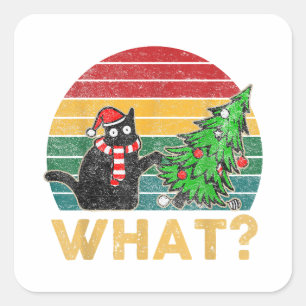 Funny Ugly Sweater Christmas Shirt Naughty Cat San Square Sticker