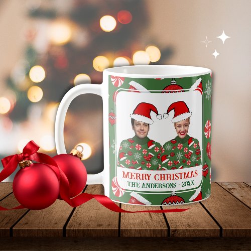 Funny Ugly Sweater Custom Photo Merry Christmas  Coffee Mug