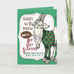 FUNNY Ugly Sweater Meh Goat Christmas Holiday Card