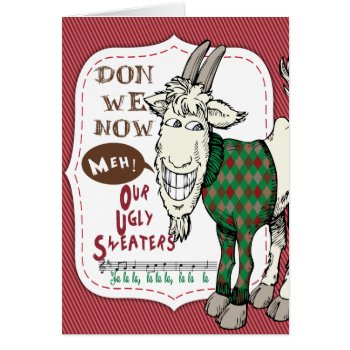 FUNNY Ugly Sweater Meh Goat Christmas Holiday Card 