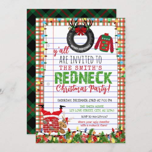 Funny Ugly Sweater Redneck Christmas Party Invitation