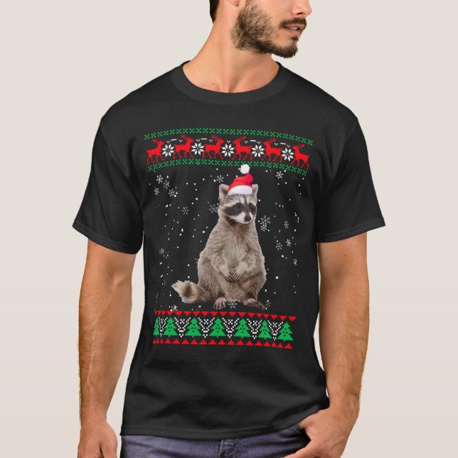 Funny Ugly Sweater Xmas Animals Christmas Raccoon  (Front)