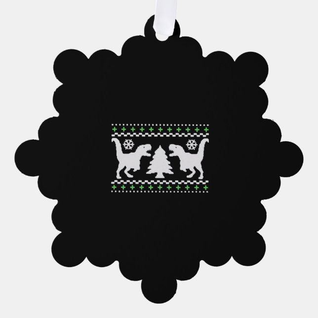 Funny Ugly T REX Christmas Ornament Card (Front)