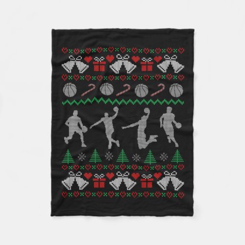 Funny Ugly Xmas Basketball Christmas Sports Holida Fleece Blanket