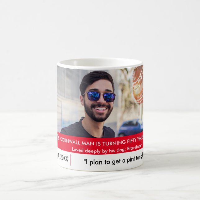Funny UK British 50th Birthday Fake News Gift Coffee Mug (Center)