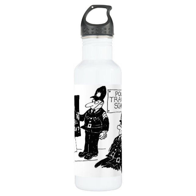 Funny UK Police Training School Stainless Steel Water Bottle (Front)
