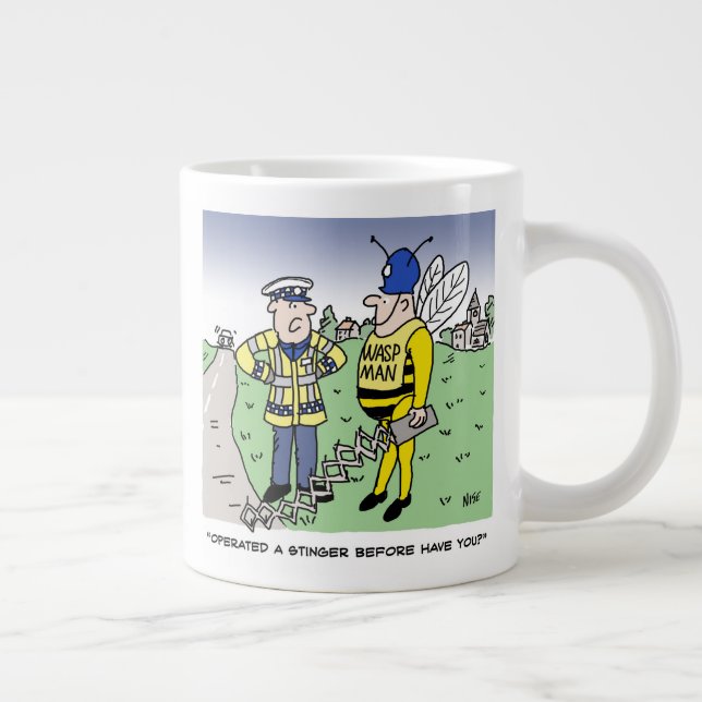 Funny UK Traffic Police Cartoon Giant Coffee Mug (Right)