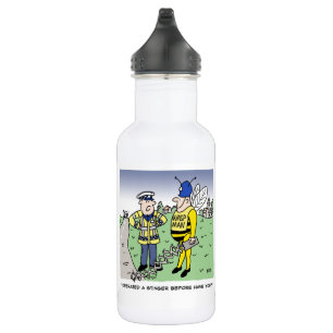Funny UK Traffic Police Cartoon Stainless Steel Water Bottle