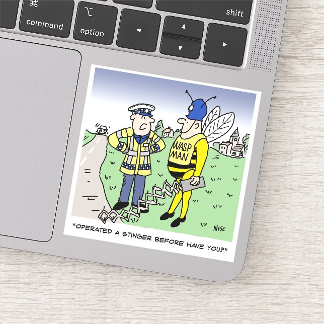 Funny UK Traffic Police Cartoon Sticker (Detail)