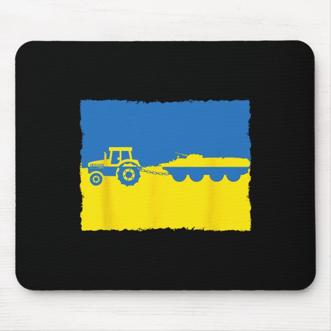 Funny Ukraine Farmer Tractor Steals A Russian Tank Mouse Pad (Front)