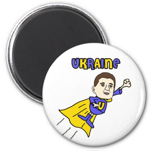 Funny Ukraine Zelensky Superhero Cartoon Magnet