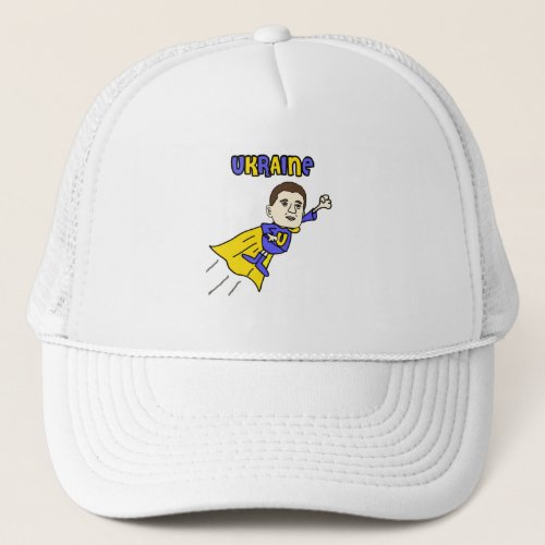 Funny Ukraine Zelensky Superhero Cartoon Trucker Hat