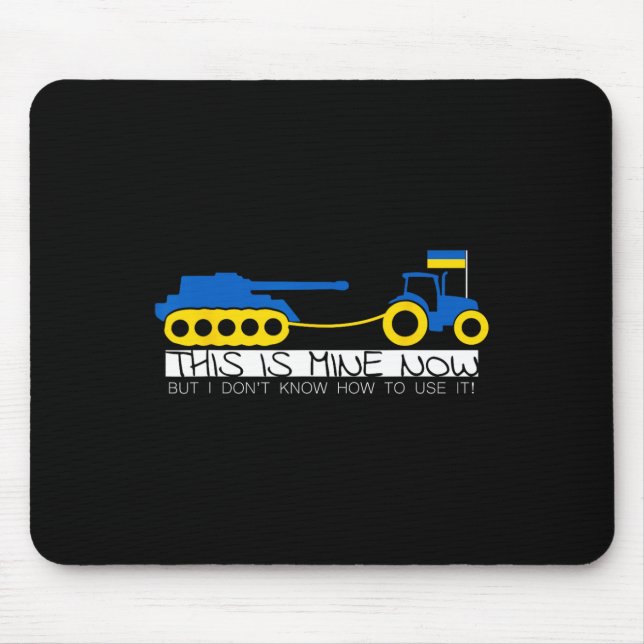 Funny Ukrainian Farmer Pulling A Tank With Tractor Mouse Pad (Front)