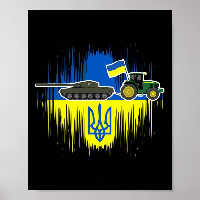 Funny Ukrainian Farmer Steals Tank Ukraine Flag Tr Poster (Front)