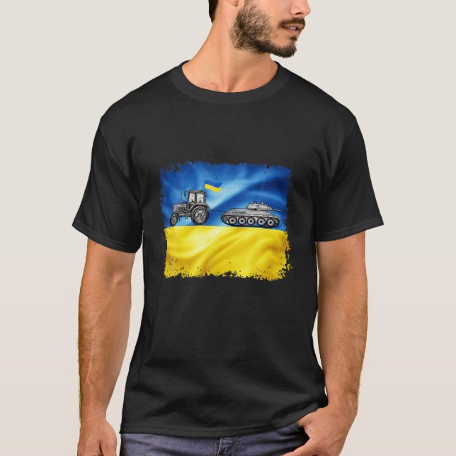 Funny Ukrainian Farmer Tractor Tank Meme Ukraine T (Front)