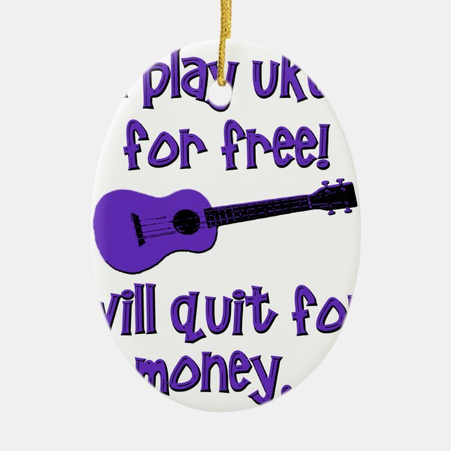 Funny Ukulele Ceramic Ornament (Front)