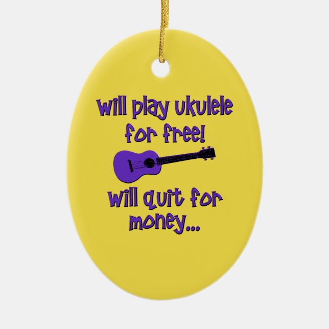 Funny Ukulele Ceramic Ornament (Front)