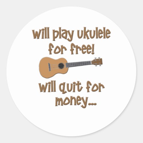Funny Ukulele Classic Round Sticker