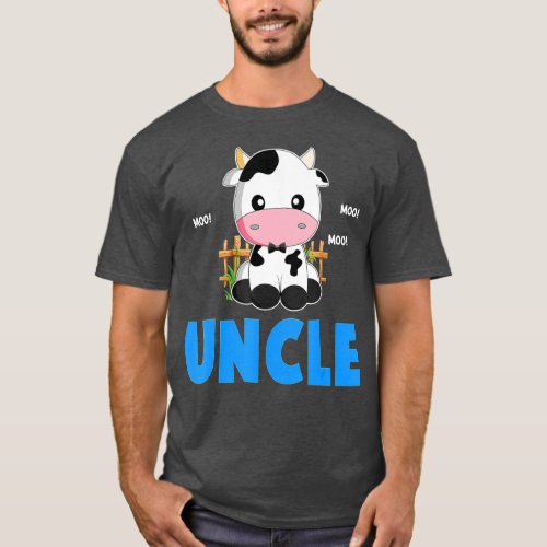 Funny Uncle Cow Cute Cow Farmer Birthday Matching  T_Shirt
