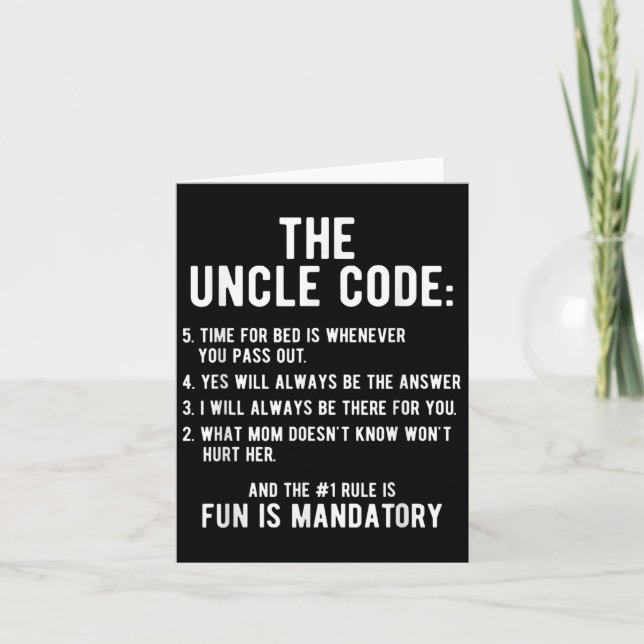 Funny Uncle Gifts By Design Tee Company Uncle Code Card (Front)