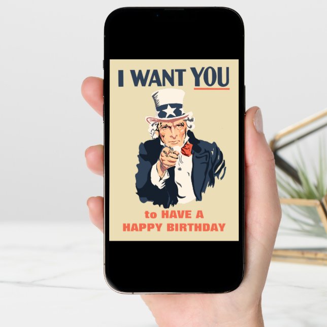 Funny Uncle Sam Patriotic Birthday Card (Front Digital)