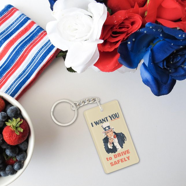 Funny Uncle Sam Patriotic Custom Message Keychain (Creator Uploaded)