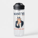 Funny Uncle Sam Patriotic Custom Water Bottle<br><div class="desc">Remember to stay hydrated with the menacing stare of Uncle Sam. This water bottle is styled to look like the classic Uncle Sam recruitment poster. You can customize the "to DRINK MORE WATER" message to any text you choose.</div>