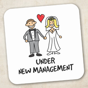 Funny Under New Management - Newlywed Couple Square Sticker