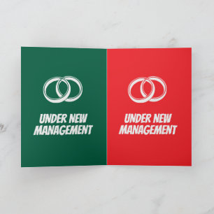 Funny Under New Management Wedding & Marriage Card
