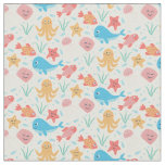 Funny Under the Sea Creatures Ocean Pattern Fabric
