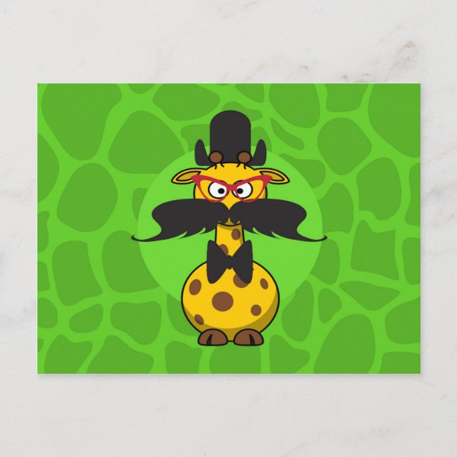 Funny Undercover Giraffe in Mustache Disguise Postcard (Front)