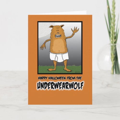 Funny Underwearwolf Halloween Card