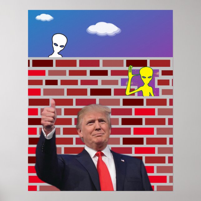 Funny Undocumented Immigrant Wall Gag 😂 UFO Poster (Front)