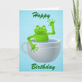 Funny Unexpected Frog In My Tea Cup Card by stargiftshop at Zazzle