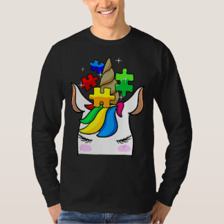 Funny Unicorn Autism Awareness Puzzle Pieces Girls T-Shirt