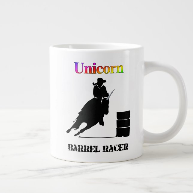 Funny Unicorn Barrel Racer Giant Coffee Mug (Right)