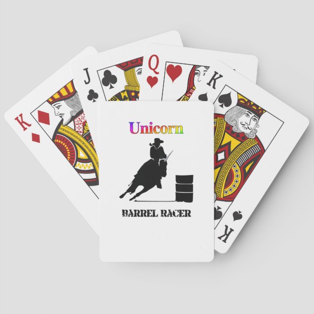 Funny Unicorn Barrel Racer Poker Cards (Back)