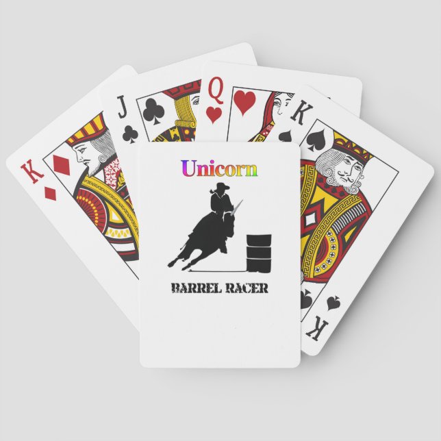 Funny Unicorn Barrel Racer Poker Cards (Back)