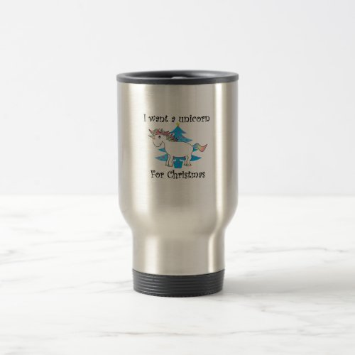 Funny unicorn christmas gift travel mug