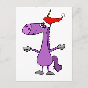 Funny Unicorn Christmas Holiday Art Postcard