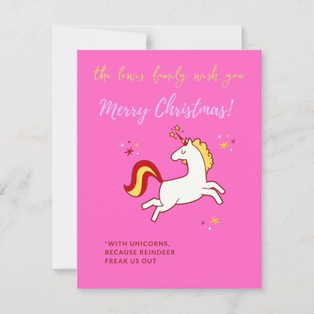 funny unicorn christmas holiday card (Front)