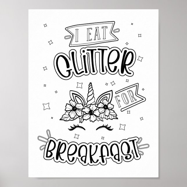 Funny Unicorn Coloring Poster (Front)