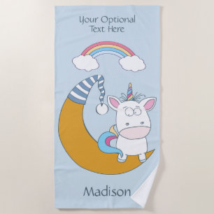 Funny Unicorn custom name & color beach towel
