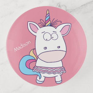 Funny Unicorn custom name & color trinket tray