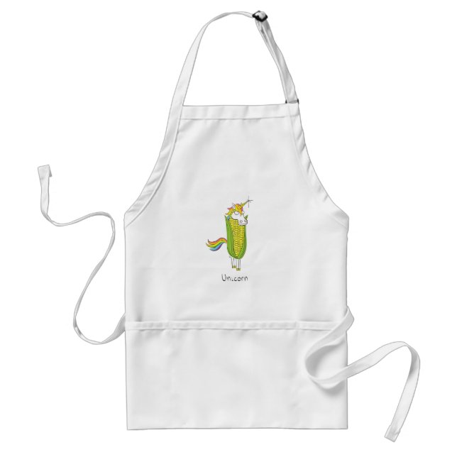 Funny Unicorn Cute Kids Cartoon Adult Apron (Front)