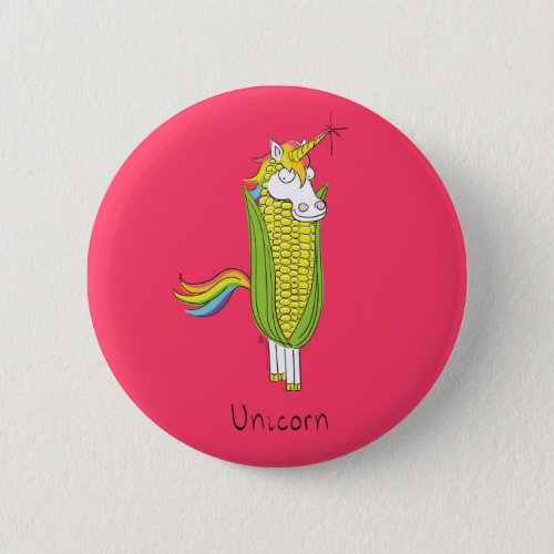 Funny Unicorn Cute Kids Cartoon Button