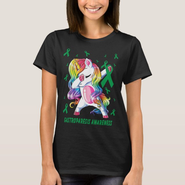 Funny Unicorn Dabbing s Gastroparesis Awareness T-Shirt (Front)