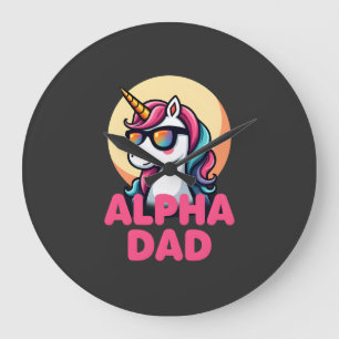 Funny Unicorn Dad Laufey Men Father's Day Christma Large Clock