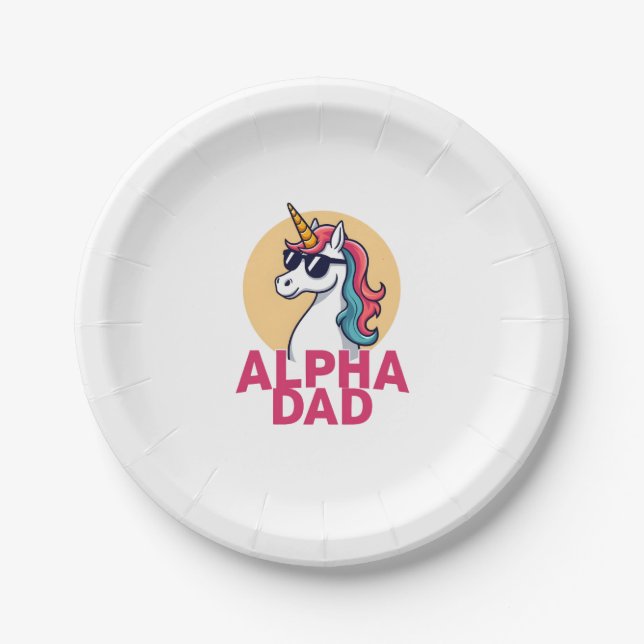 Funny Unicorn Dad Laufey Men Father's Day Christma Paper Plates (Front)